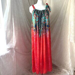 Advance Apparels ankle length silk dress exotic Print sz OSFM